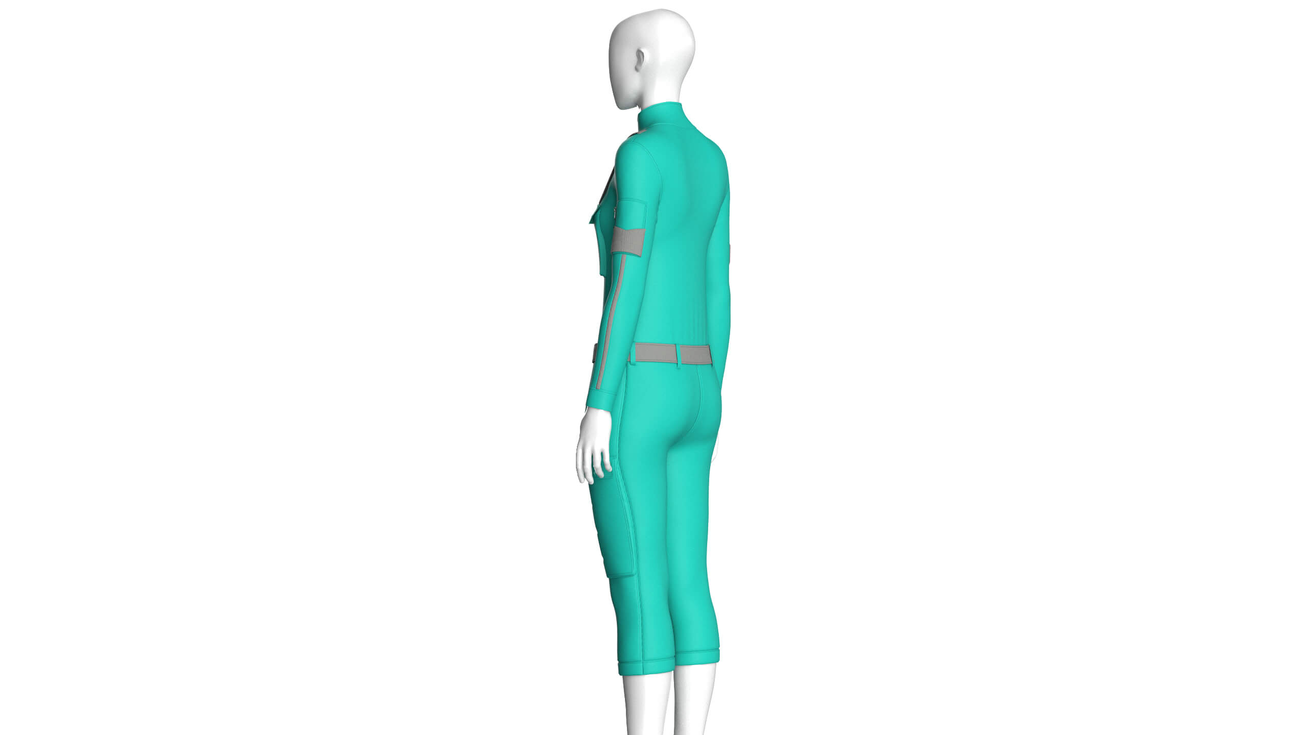 Girls Tactical Jumpsuit with Shoulder Straps 3D Model