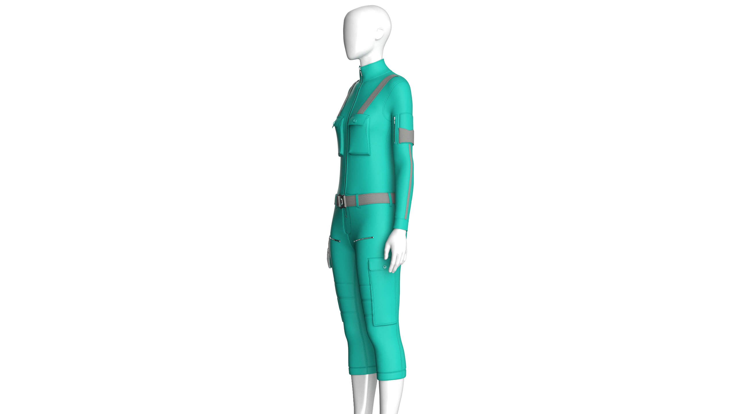 Girls Tactical Jumpsuit with Shoulder Straps 3D Model