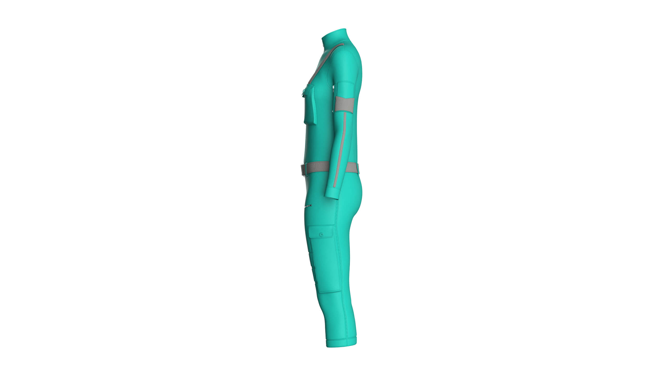 Girls Tactical Jumpsuit with Shoulder Straps 3D Model