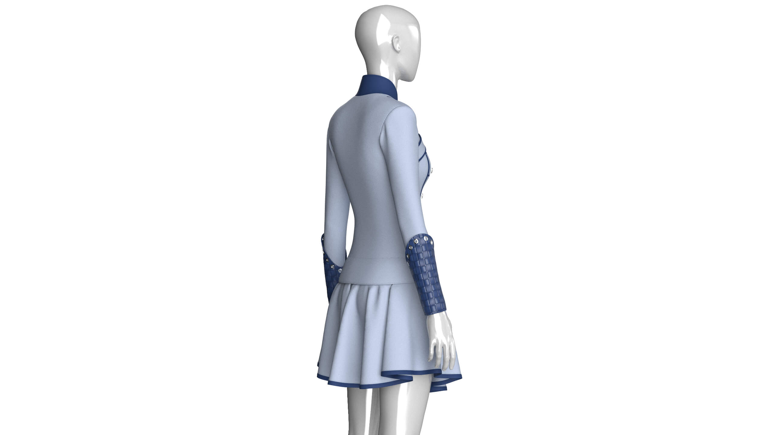 Girls Tactical Zip-Up Ruffled Mini Dress 3D Model