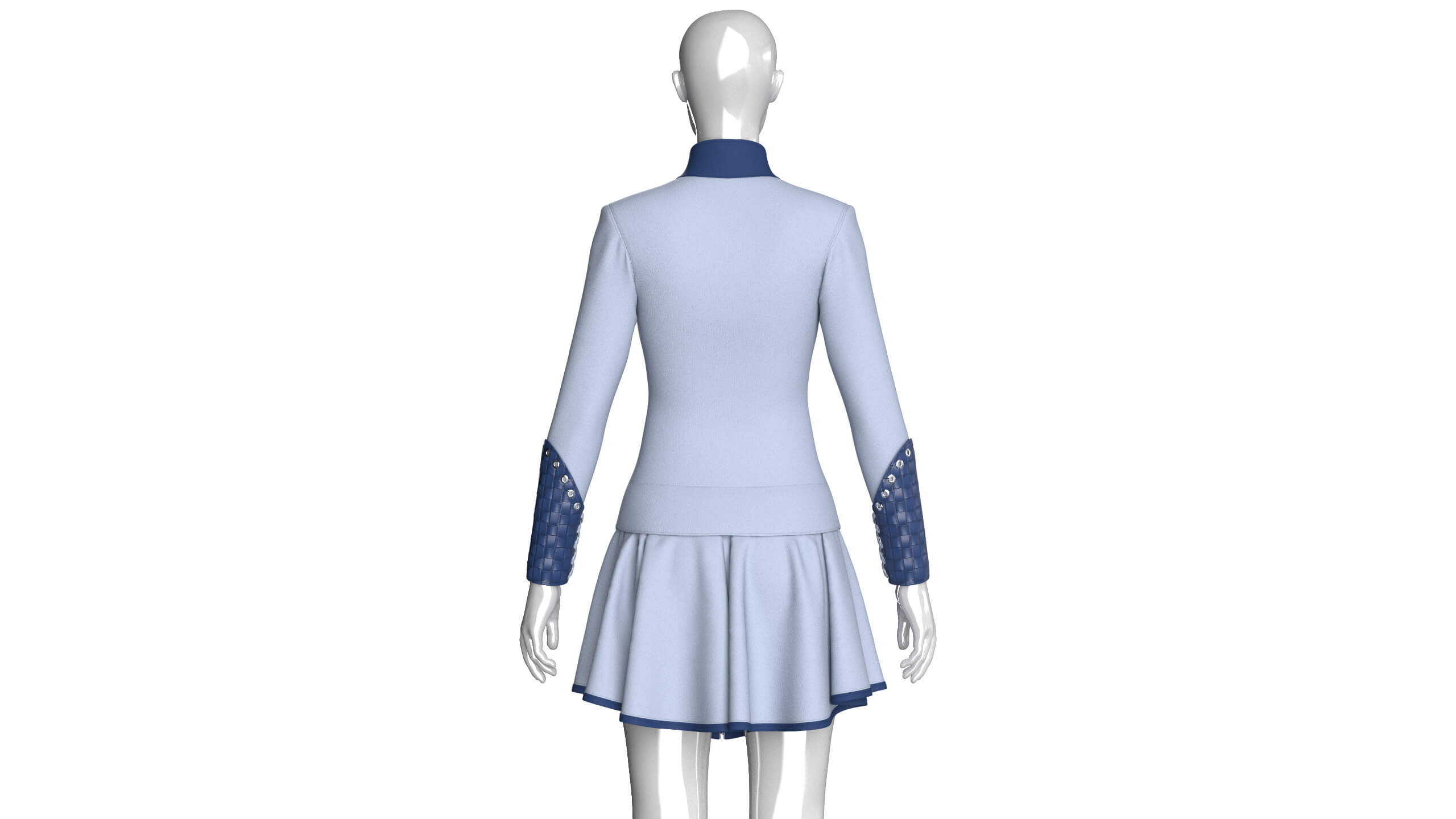 Girls Tactical Zip-Up Ruffled Mini Dress 3D Model