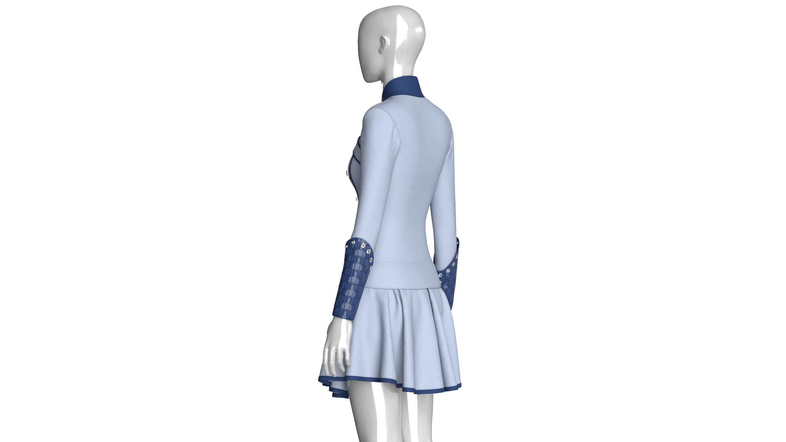 Girls Tactical Zip-Up Ruffled Mini Dress 3D Model