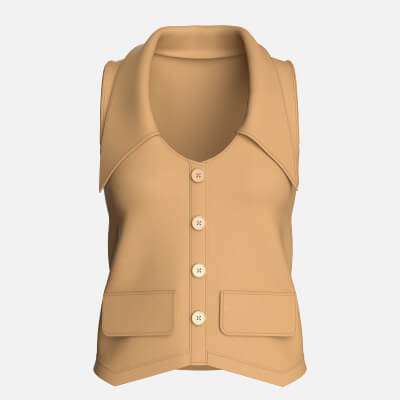 Girls Tan Notch-Lapel Vest