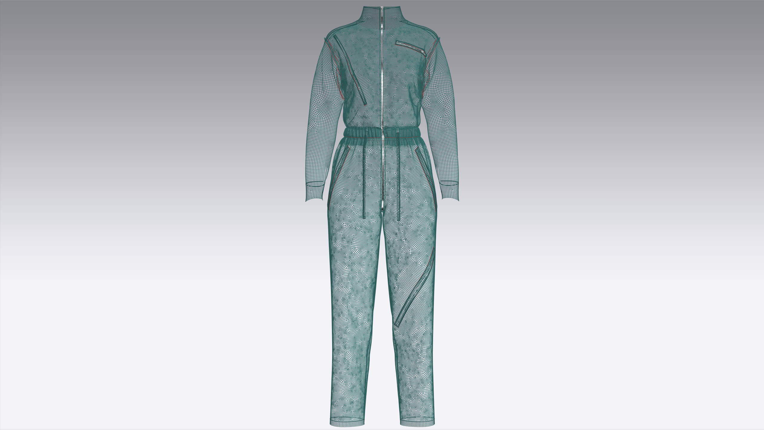Girls Technical Jumpsuit with Diagonal Zipper 3D Model