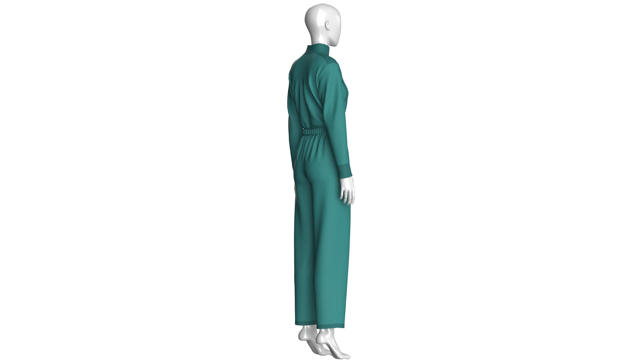 Girls Technical Jumpsuit with Diagonal Zipper 3D Model