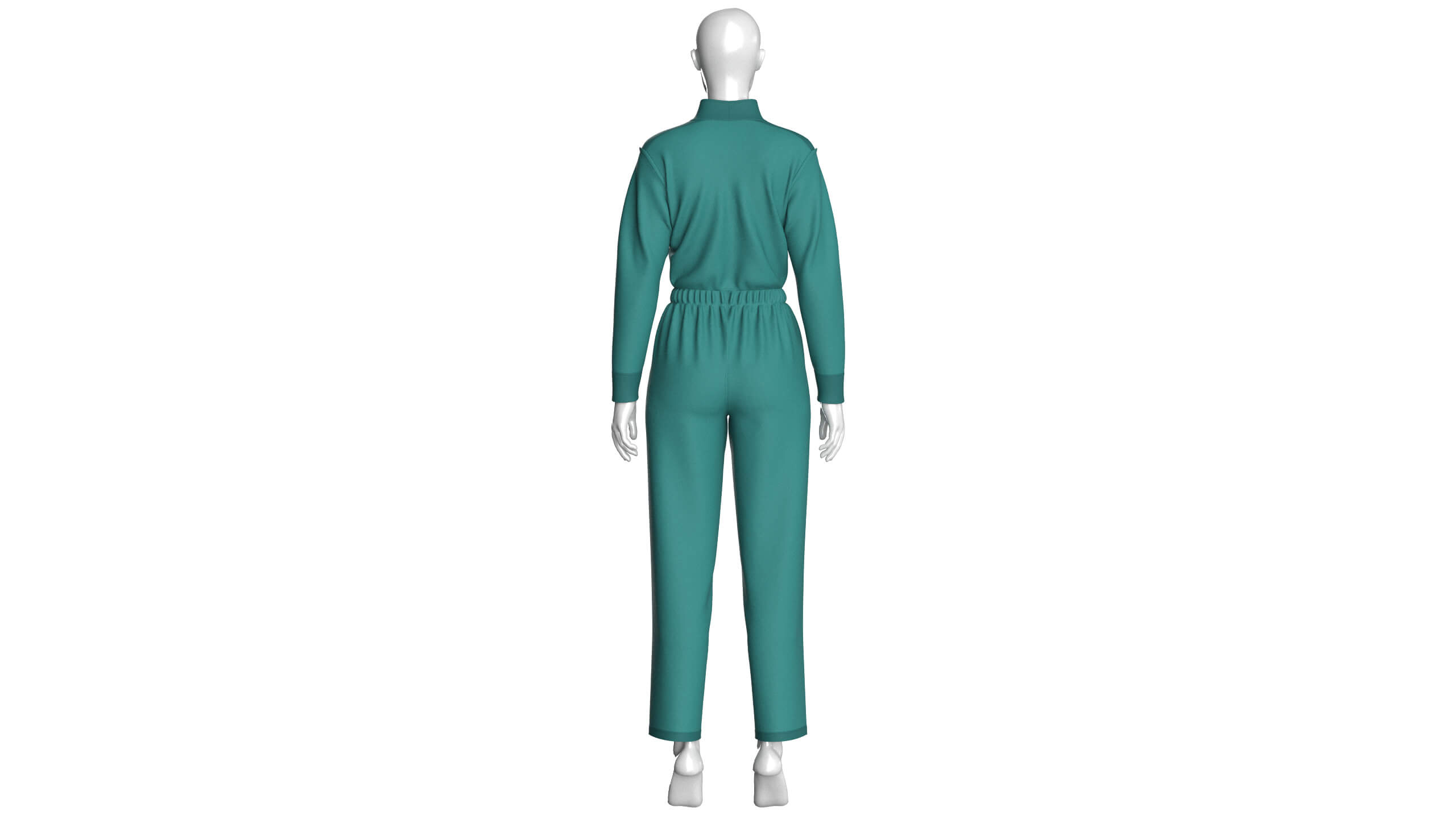 Girls Technical Jumpsuit with Diagonal Zipper 3D Model