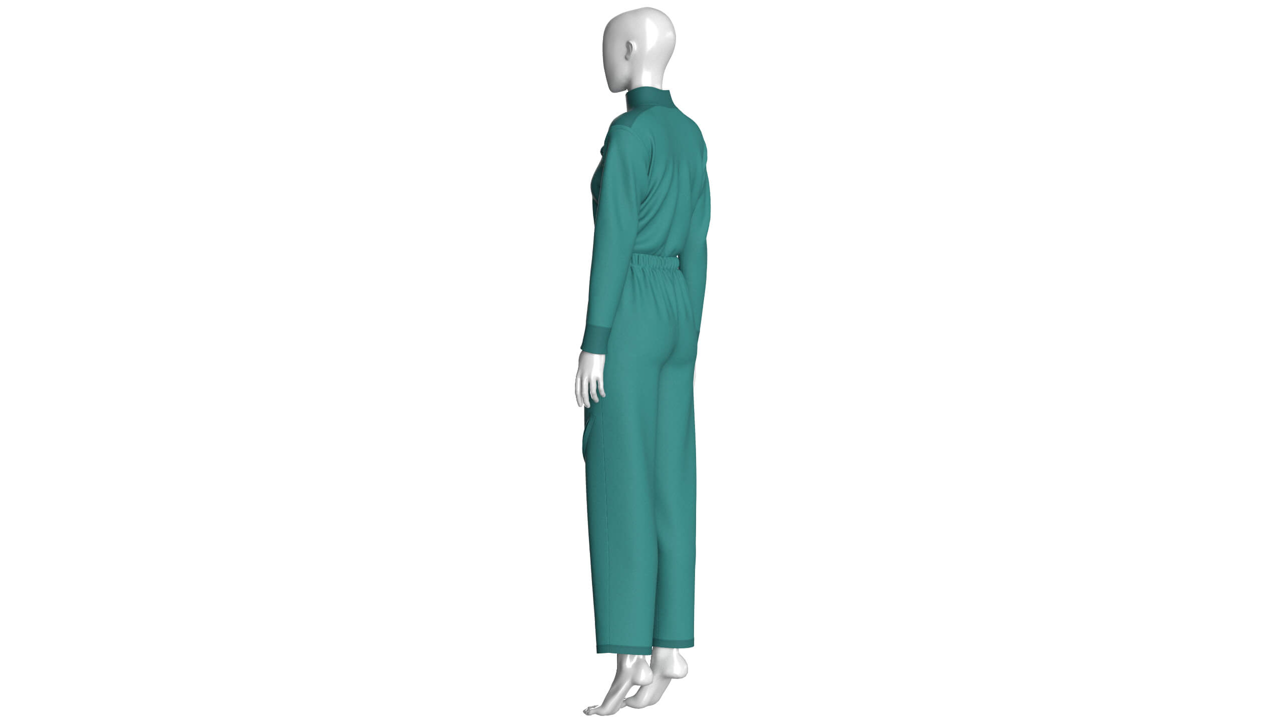Girls Technical Jumpsuit with Diagonal Zipper 3D Model