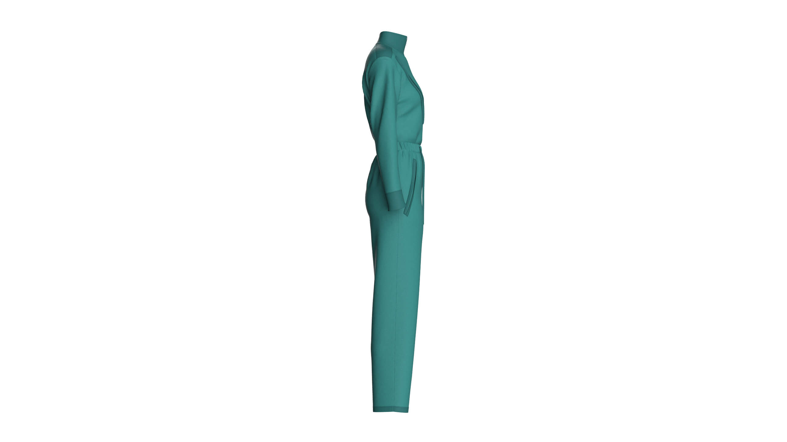 Girls Technical Jumpsuit with Diagonal Zipper 3D Model