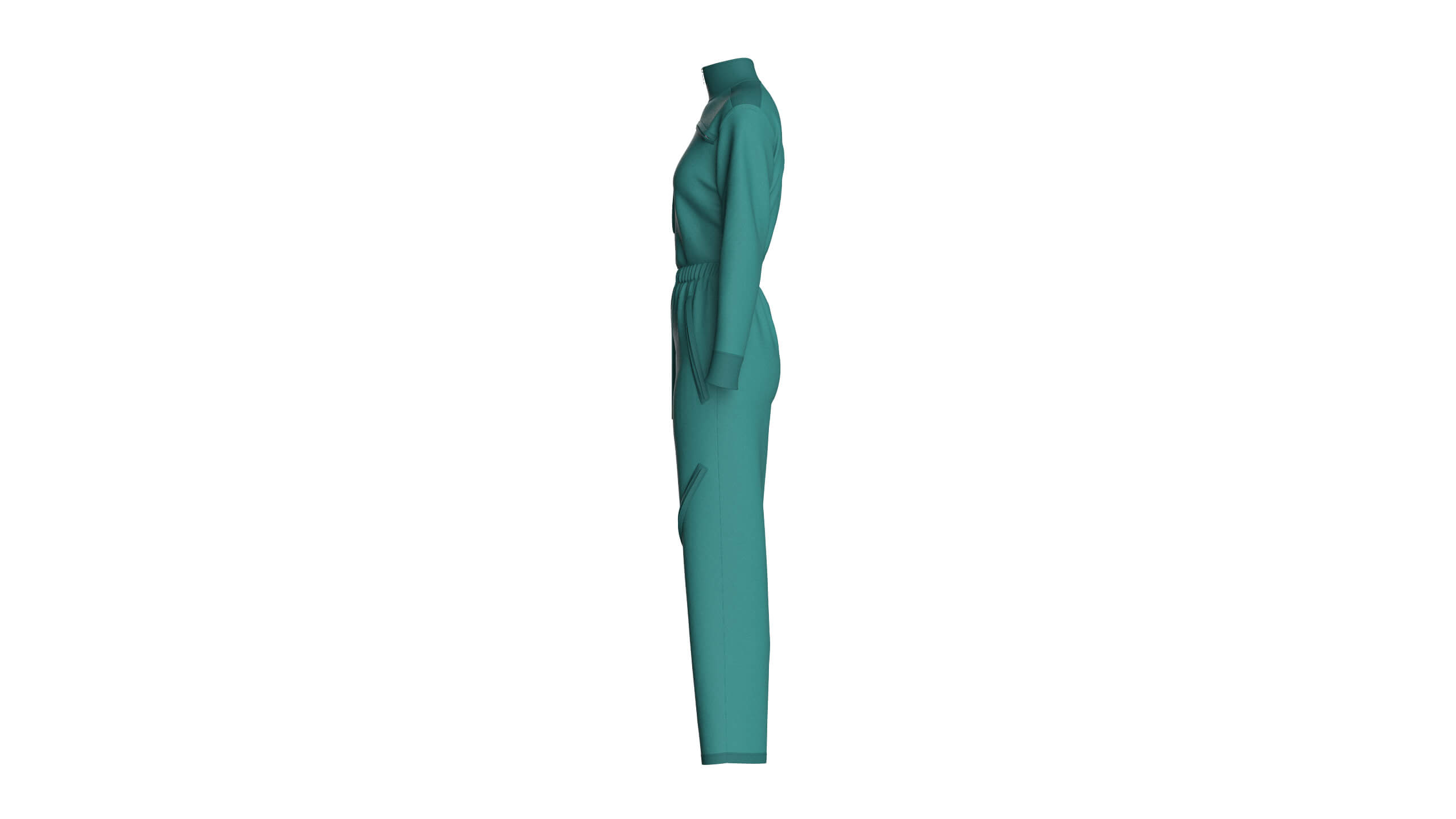Girls Technical Jumpsuit with Diagonal Zipper 3D Model