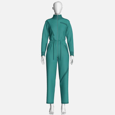 Girls Technical Jumpsuit with Diagonal Zipper