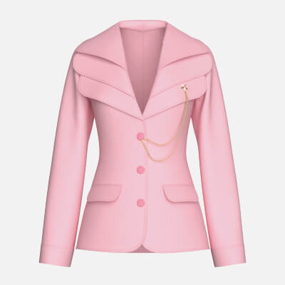 Girls Tiered Lapel Gold Chain Brooch Blazer