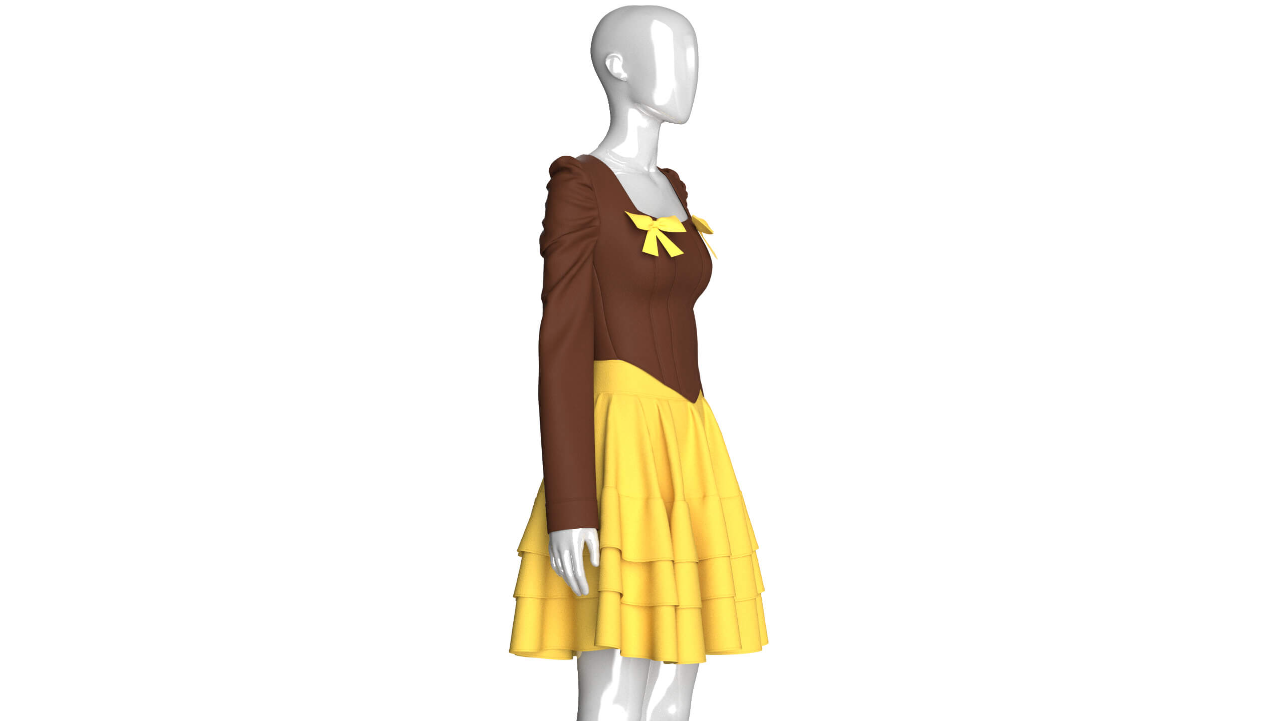 Girls Tiered Ruffle Skirt with Corset Top - Outfit 3D Model