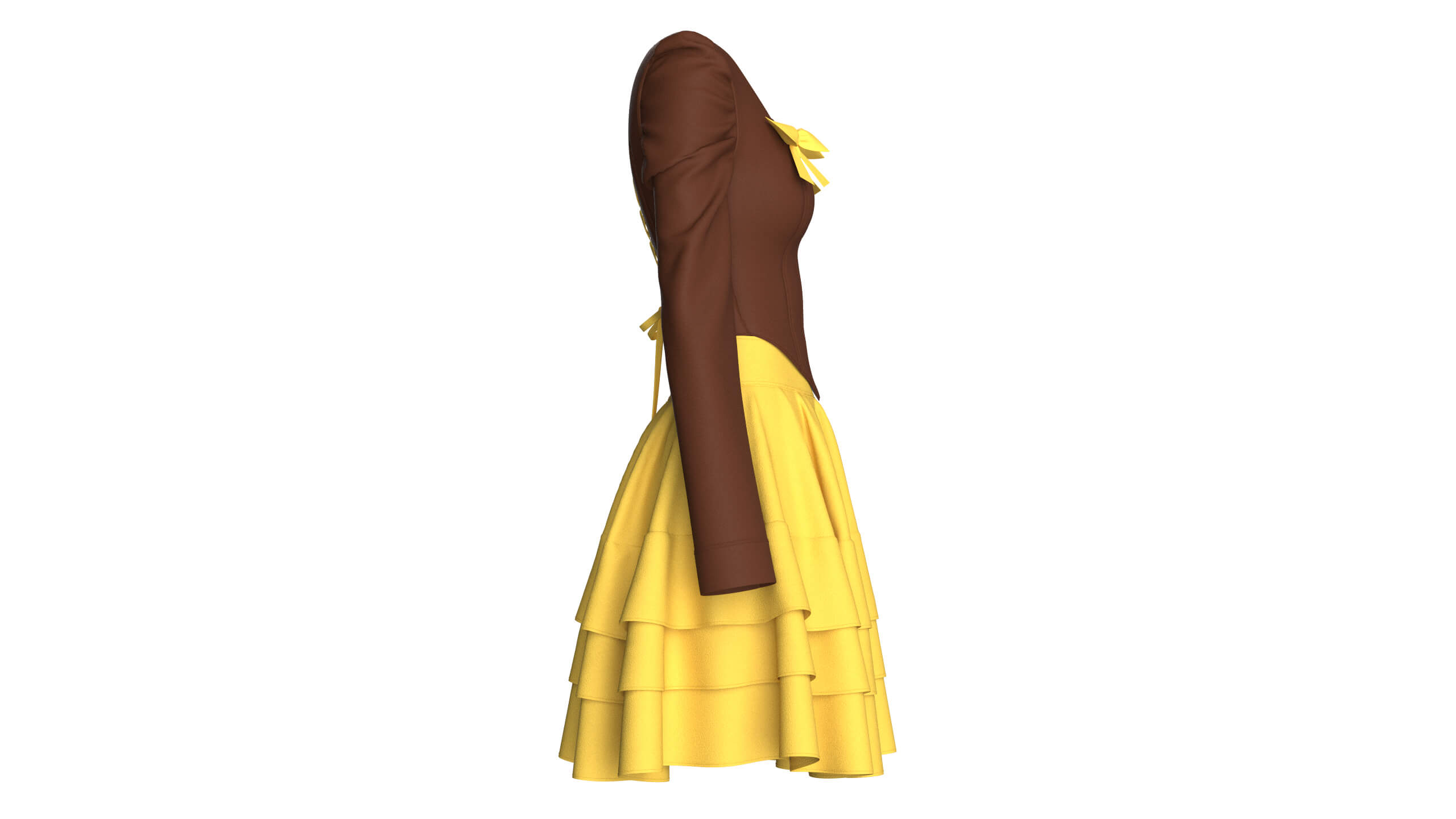 Girls Tiered Ruffle Skirt with Corset Top - Outfit 3D Model