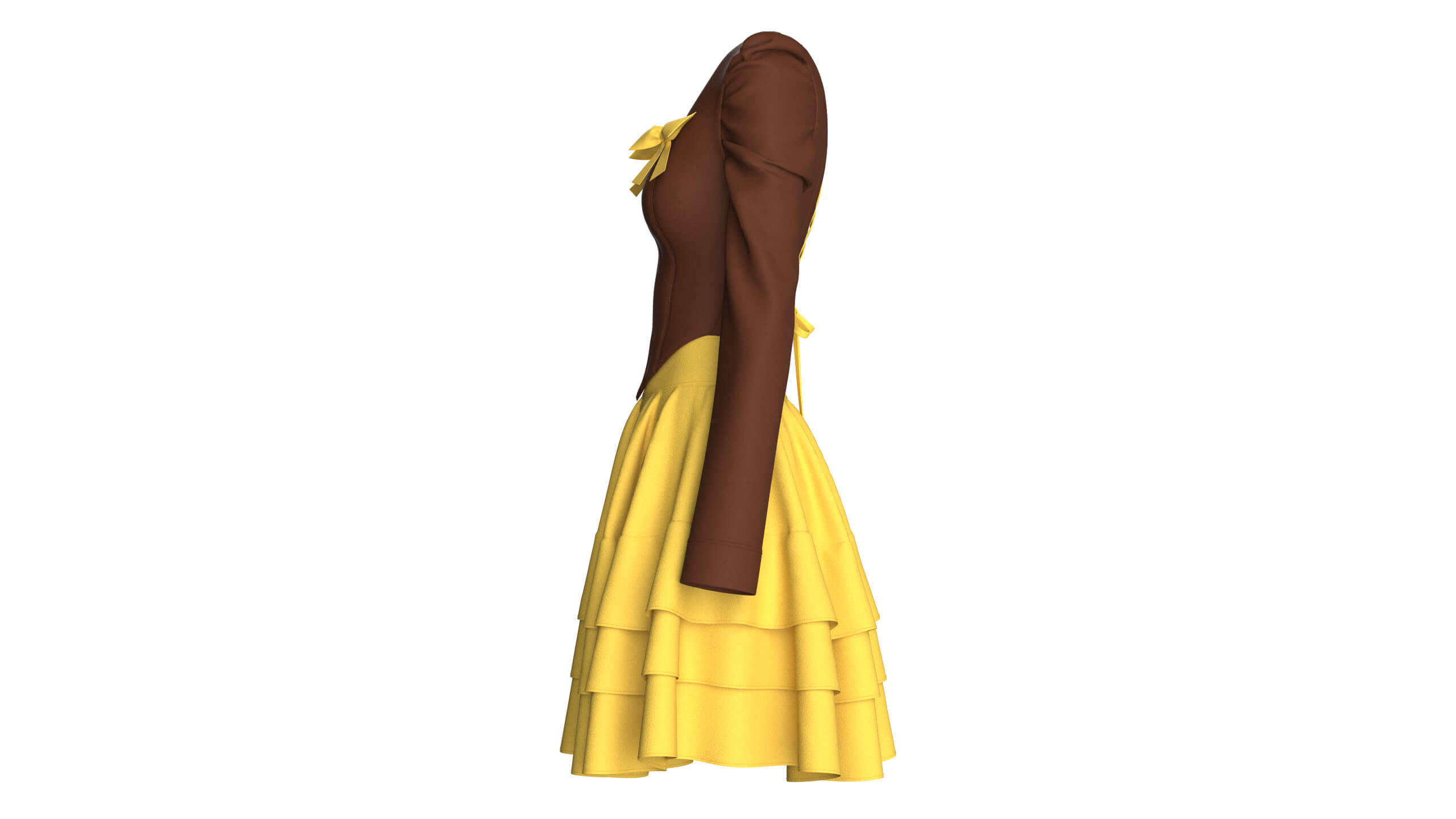 Girls Tiered Ruffle Skirt with Corset Top - Outfit 3D Model