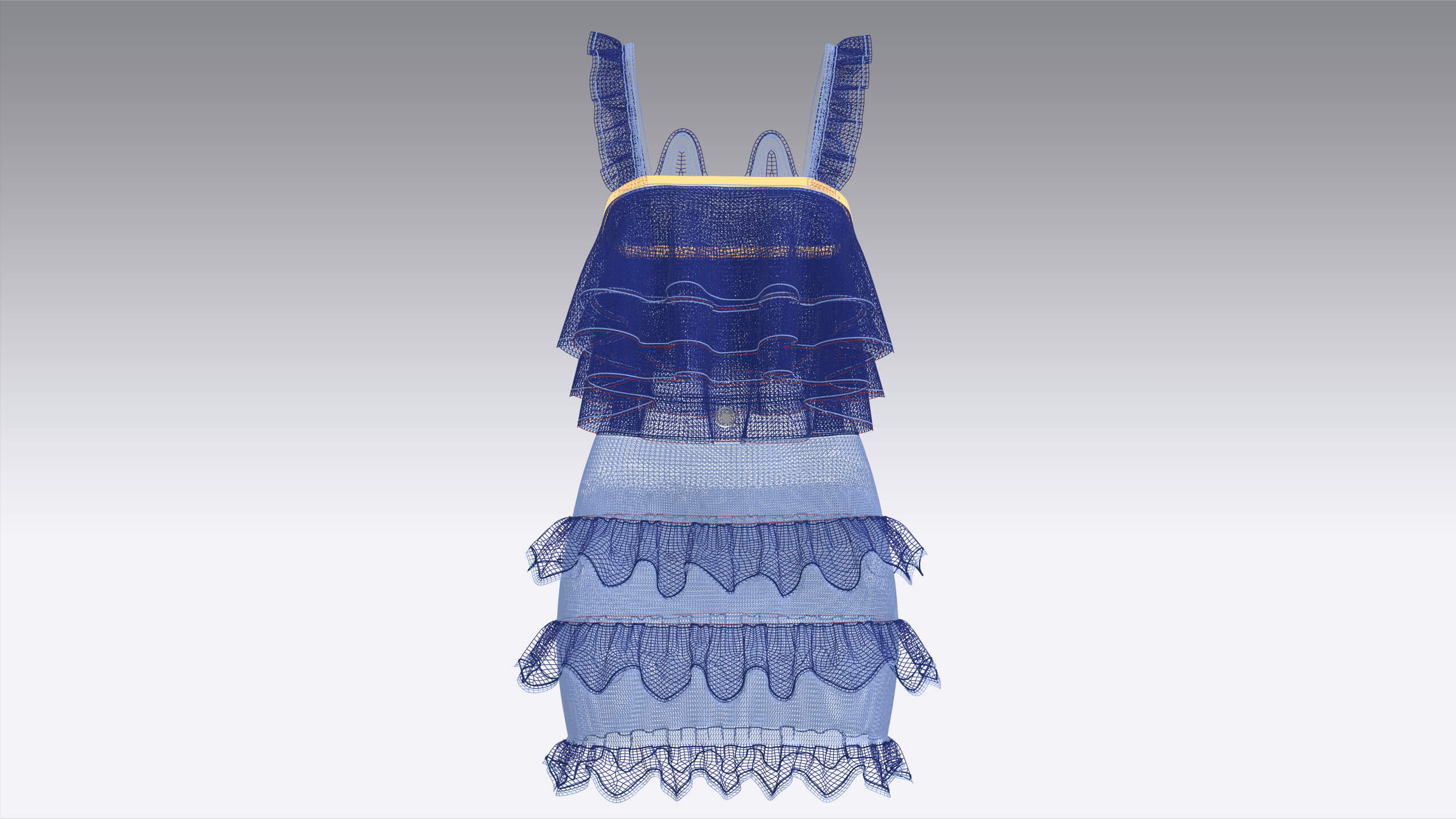 Girls Tiered Ruffled Top with Ruffled Skirt 3D Model