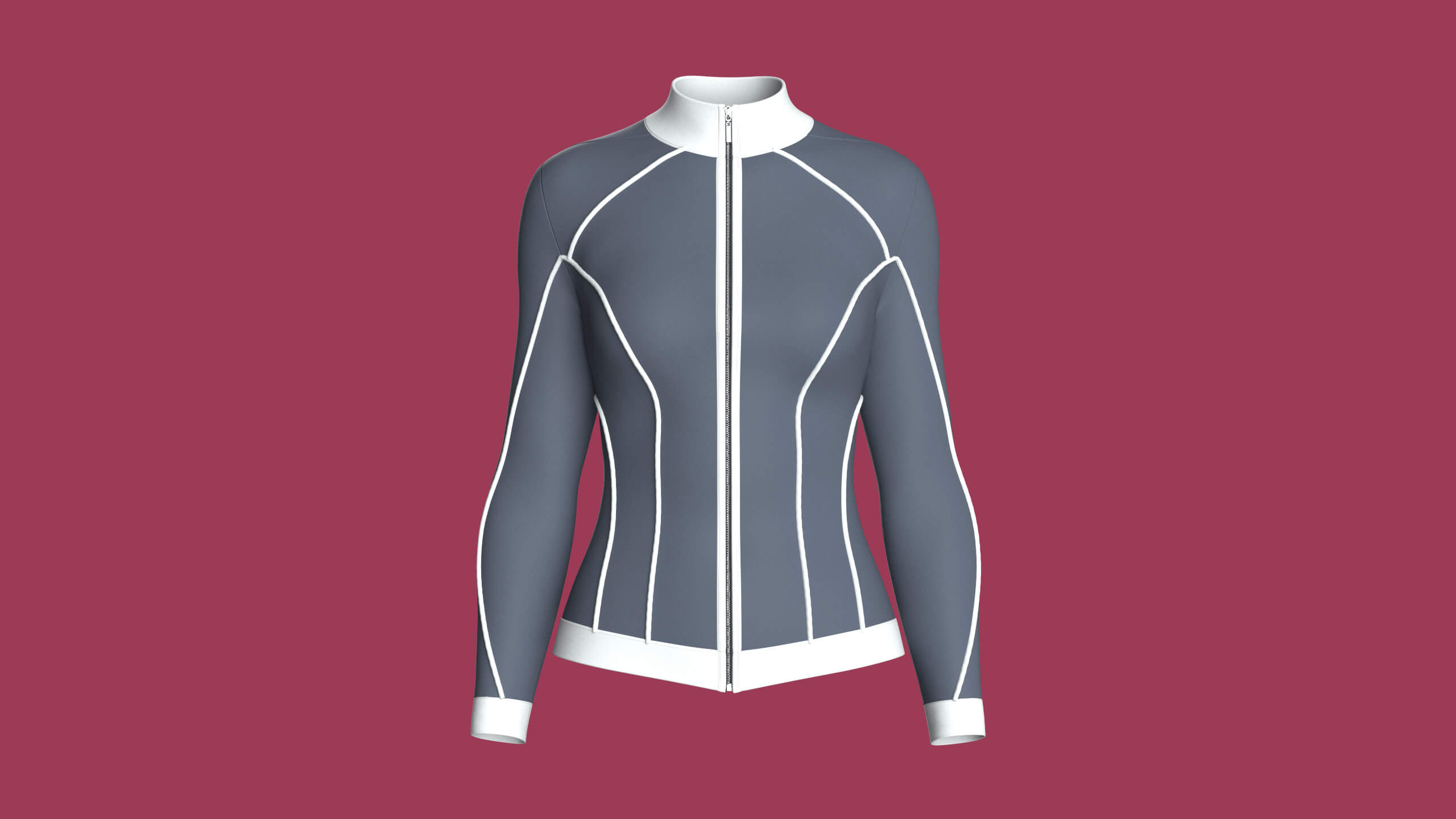 Girls Track Jacket with White Piping 3D Model