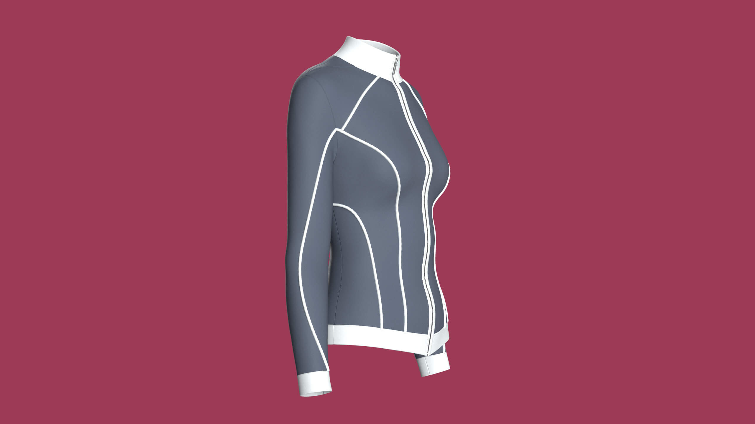 Girls Track Jacket with White Piping 3D Model