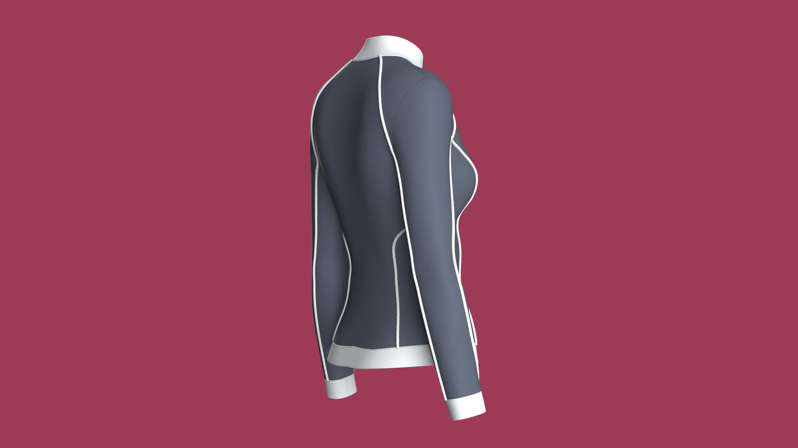Girls Track Jacket with White Piping 3D Model