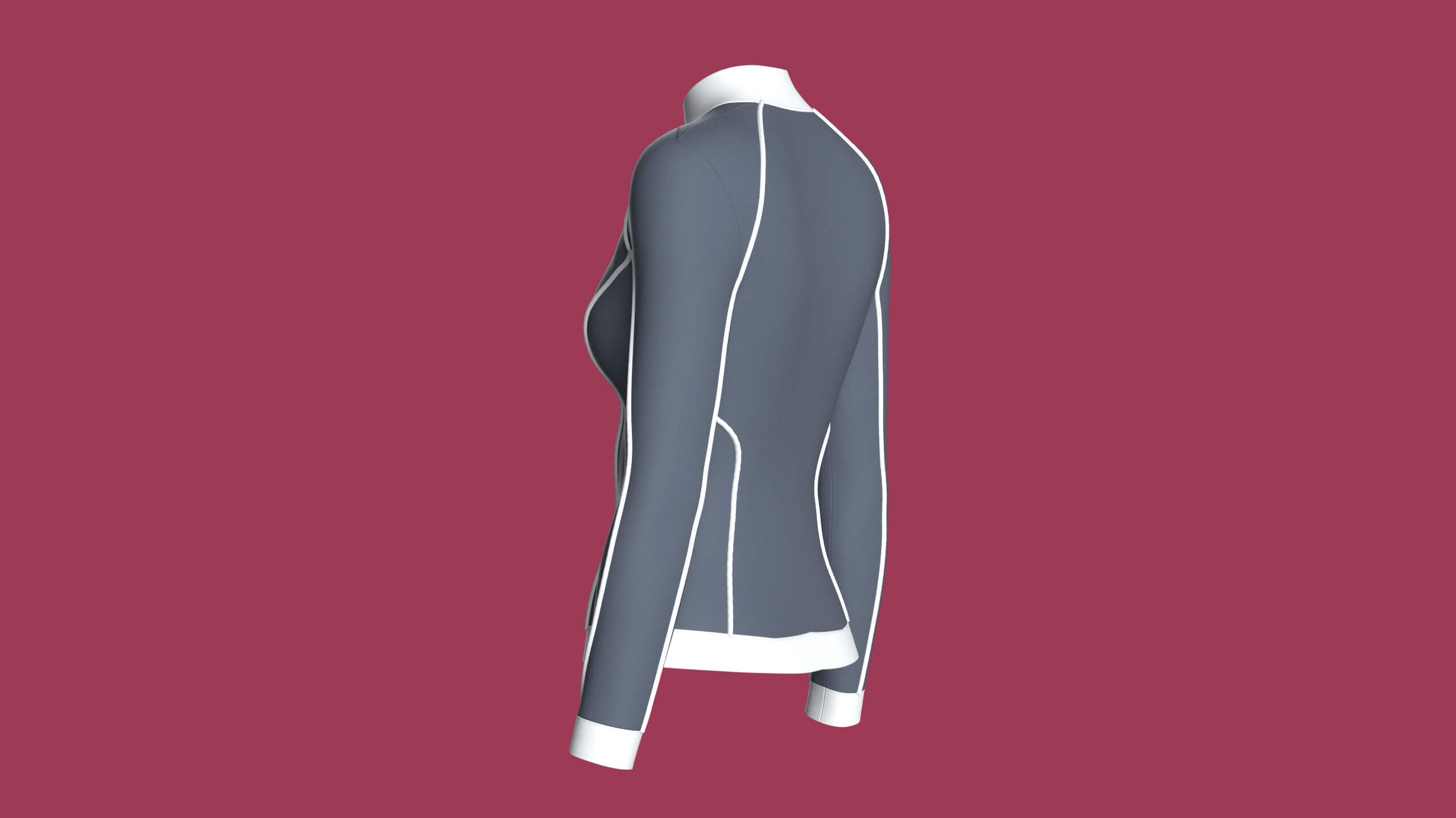 Girls Track Jacket with White Piping 3D Model