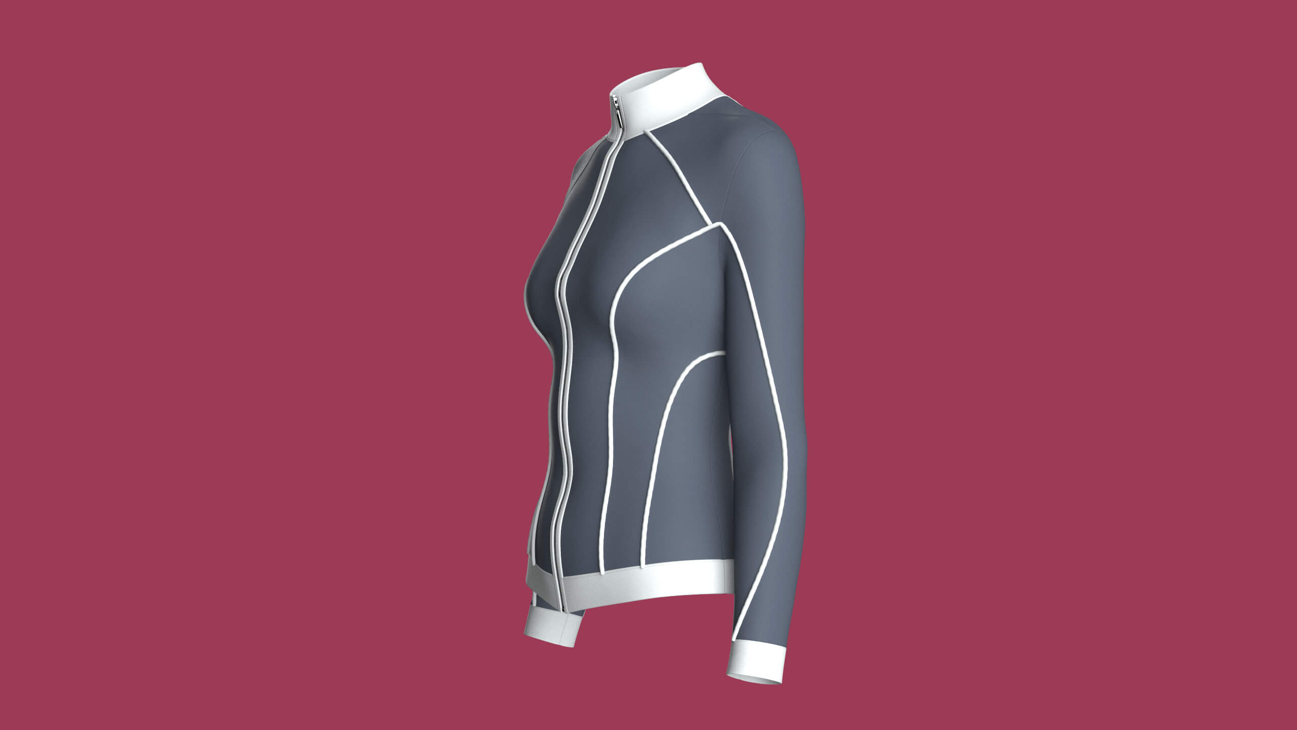 Girls Track Jacket with White Piping 3D Model
