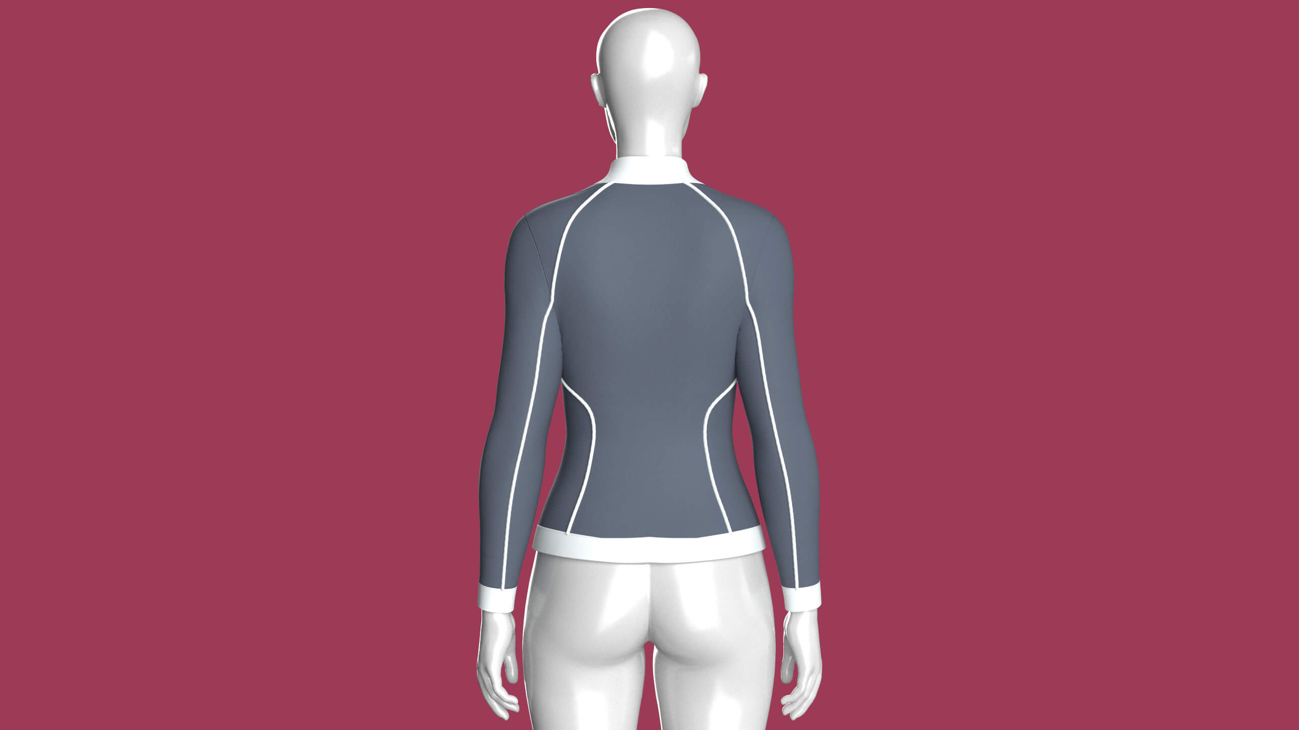 Girls Track Jacket with White Piping 3D Model