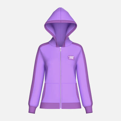Girls Two-Tone Full Zip Hoodie with Patch