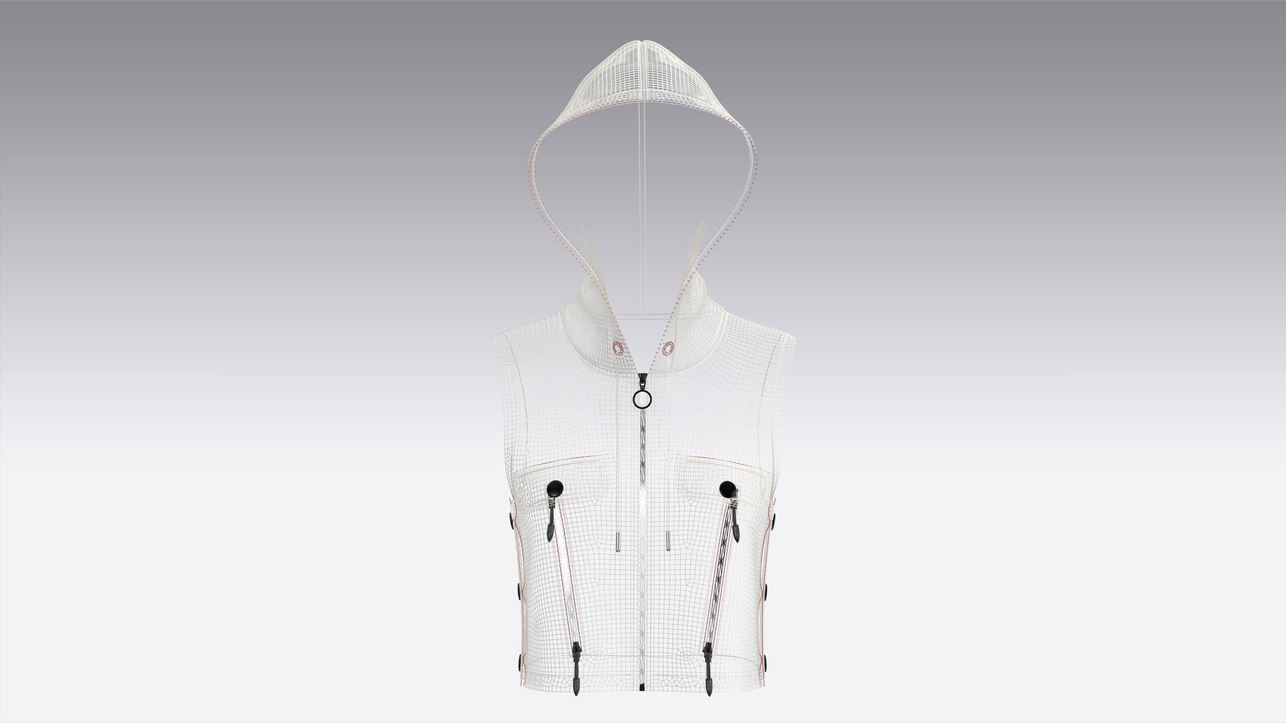 Girls Utility Sleeveless Crop Hoodie 3D Model