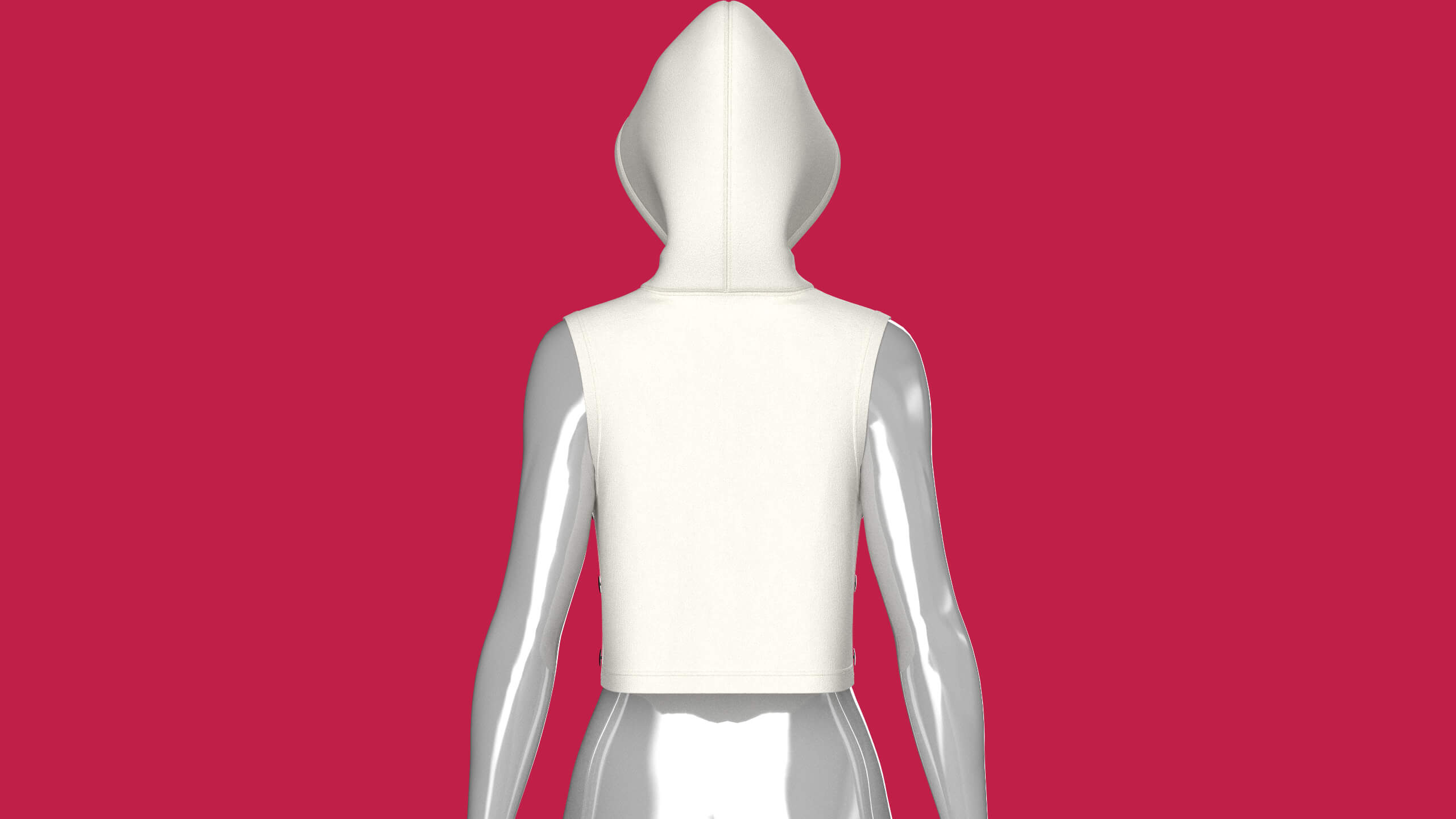 Girls Utility Sleeveless Crop Hoodie 3D Model