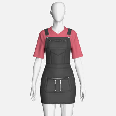 Girls V-Neck T-Shirt with Pinafore Skirt Dress