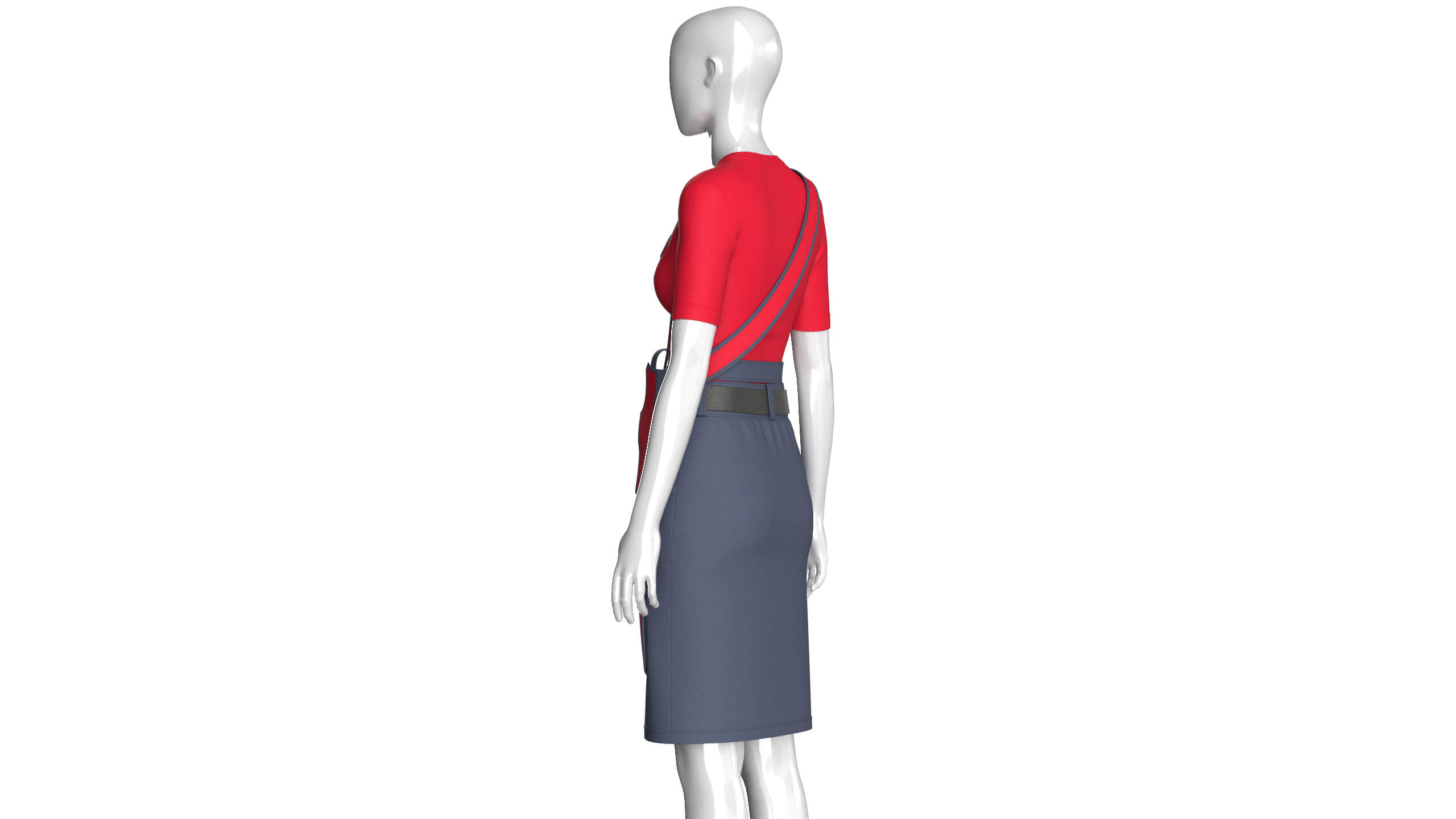 Girls V-Neck Top with Tactical Cargo Skirt 3D Model