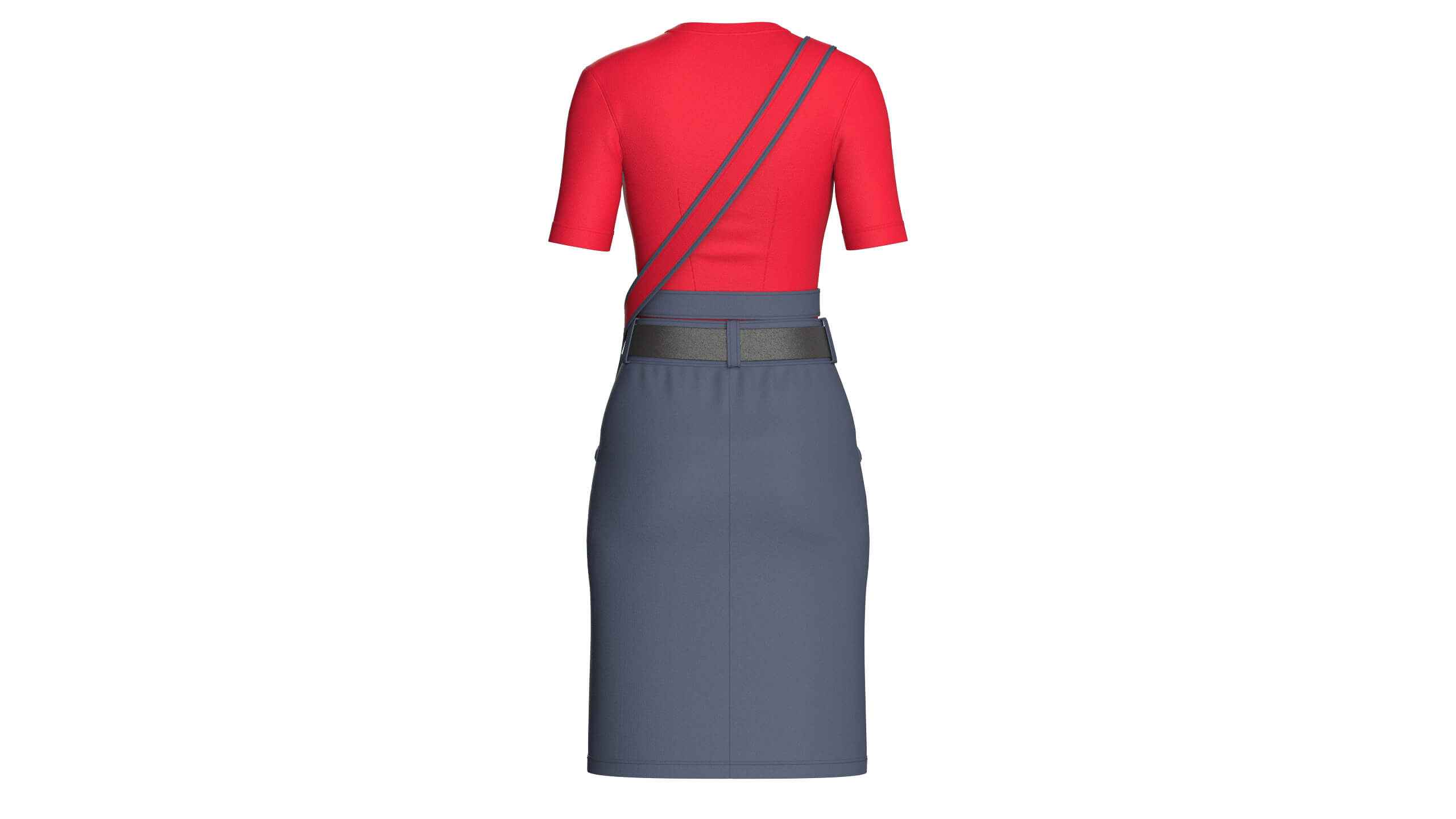 Girls V-Neck Top with Tactical Cargo Skirt 3D Model