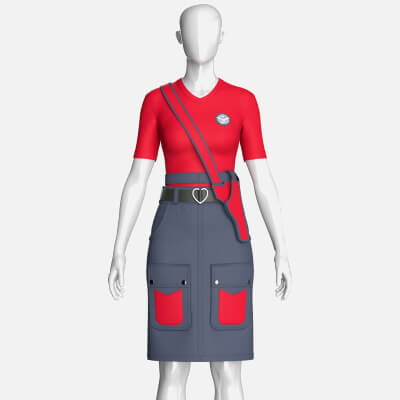 Girls V-Neck Top with Tactical Cargo Skirt