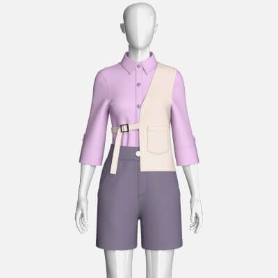 Girls Vest Overlay Shirt with Shorts - Outfit