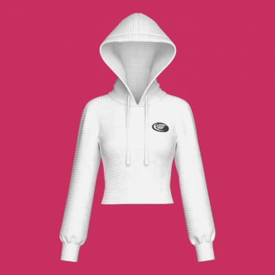 Girls White Cropped Hoodie with Patch