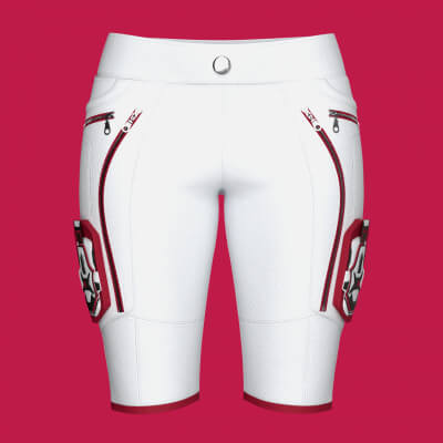 Girls White Shorts with Dual Curved Zip Pocket