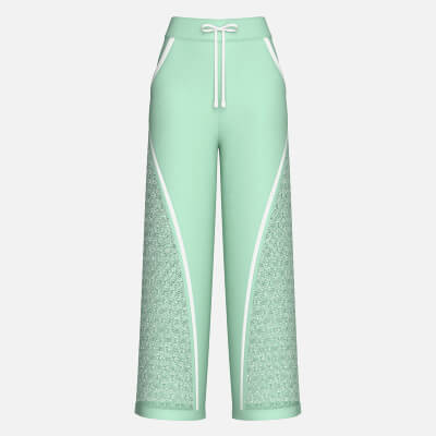 Girls Wide-Leg Sweatpants with Curved Lace Panel