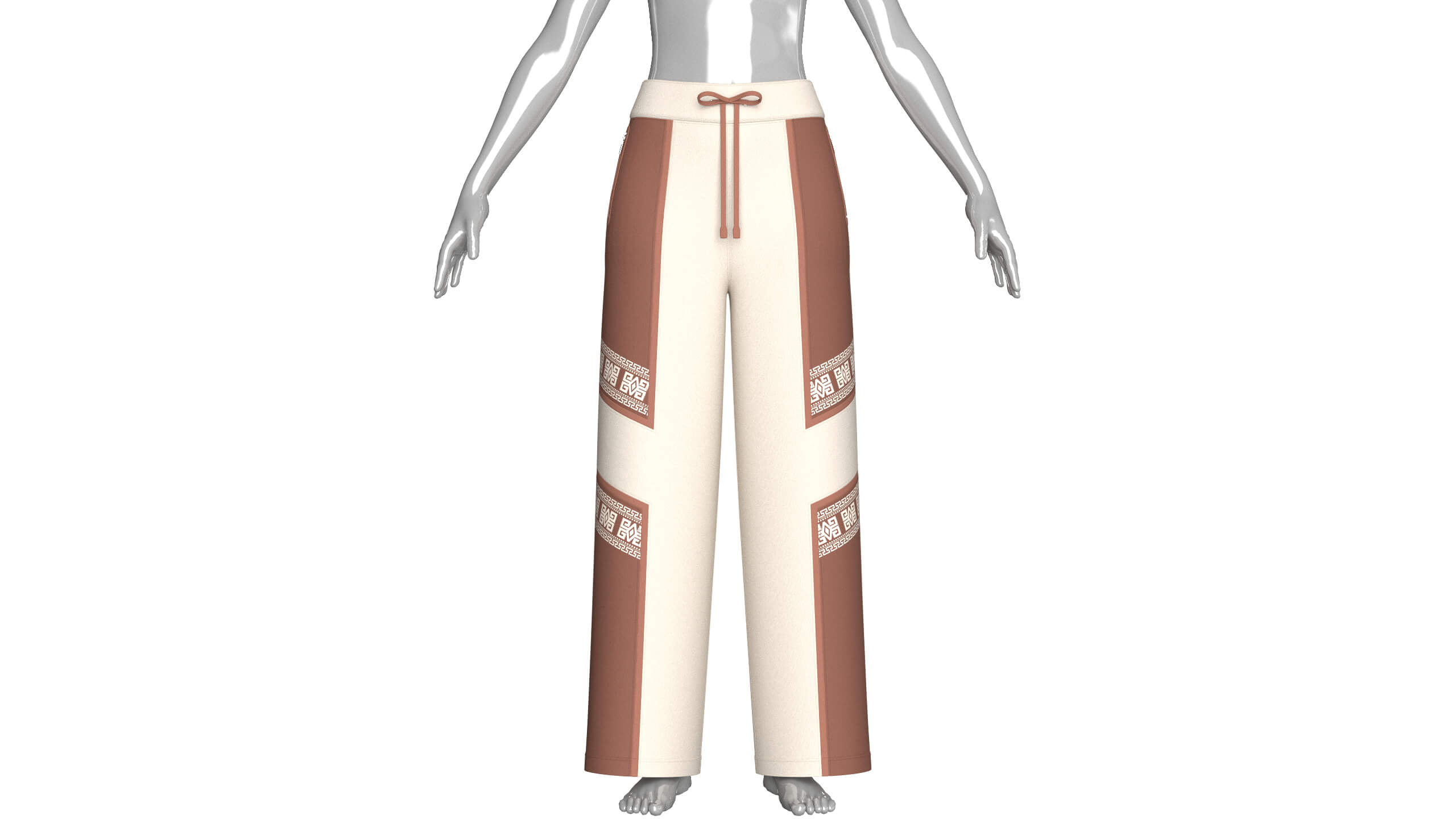 Girls Wide Leg Sweatpants with Side Panels 3D Model