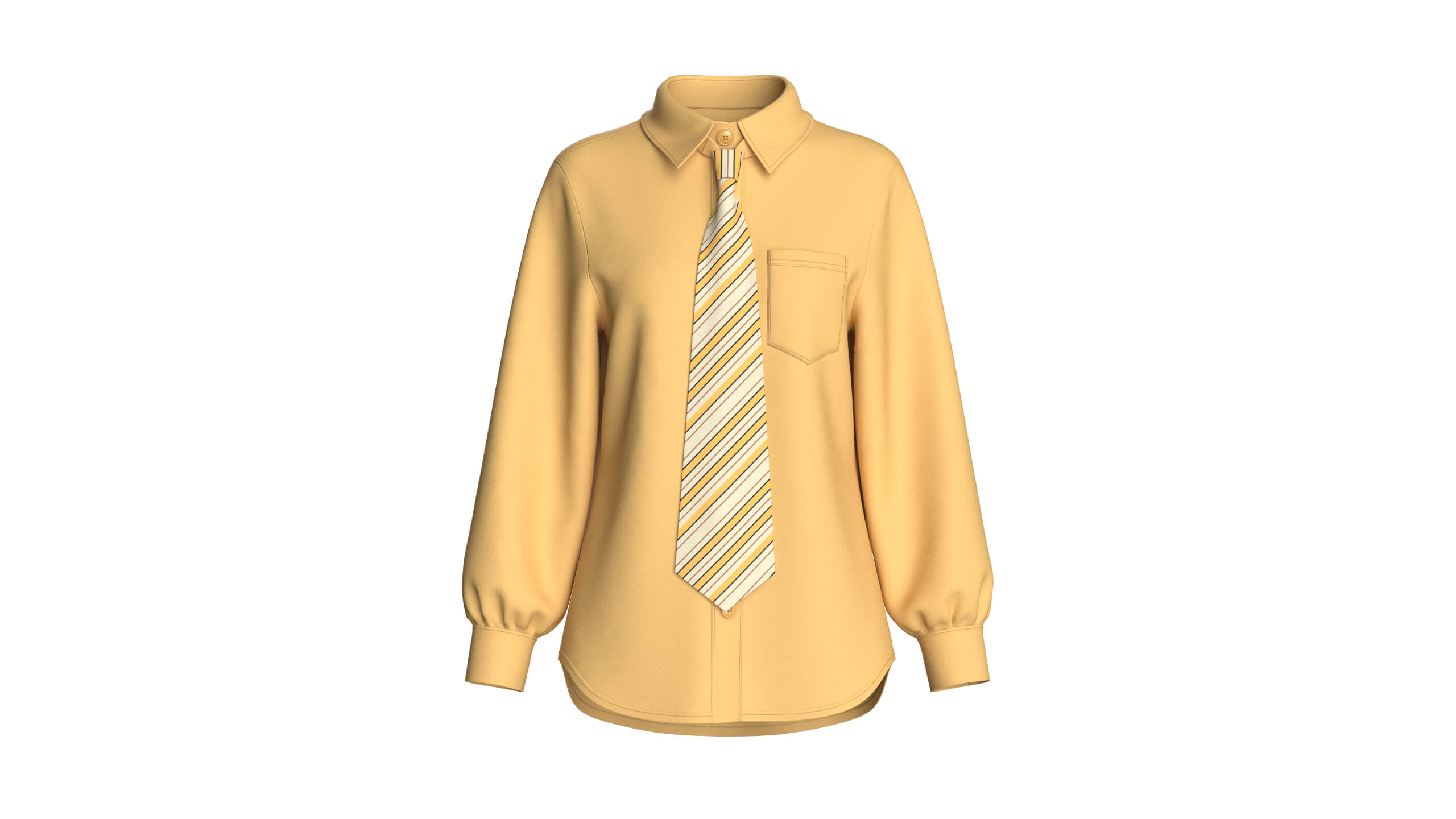 Girls Yellow Tie Shirt 3D Model