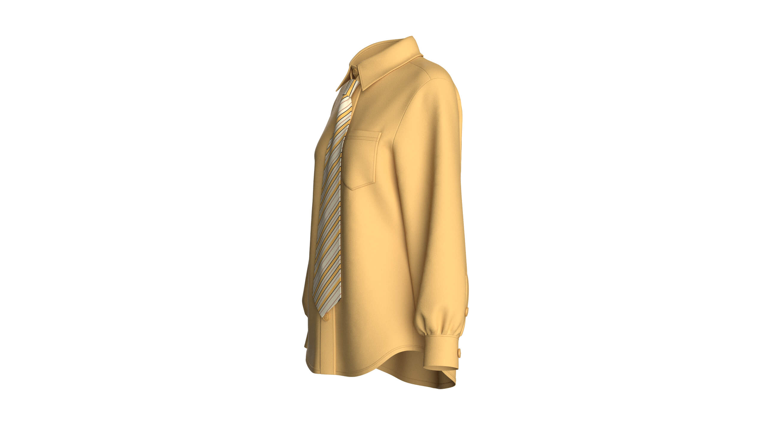 Girls Yellow Tie Shirt 3D Model