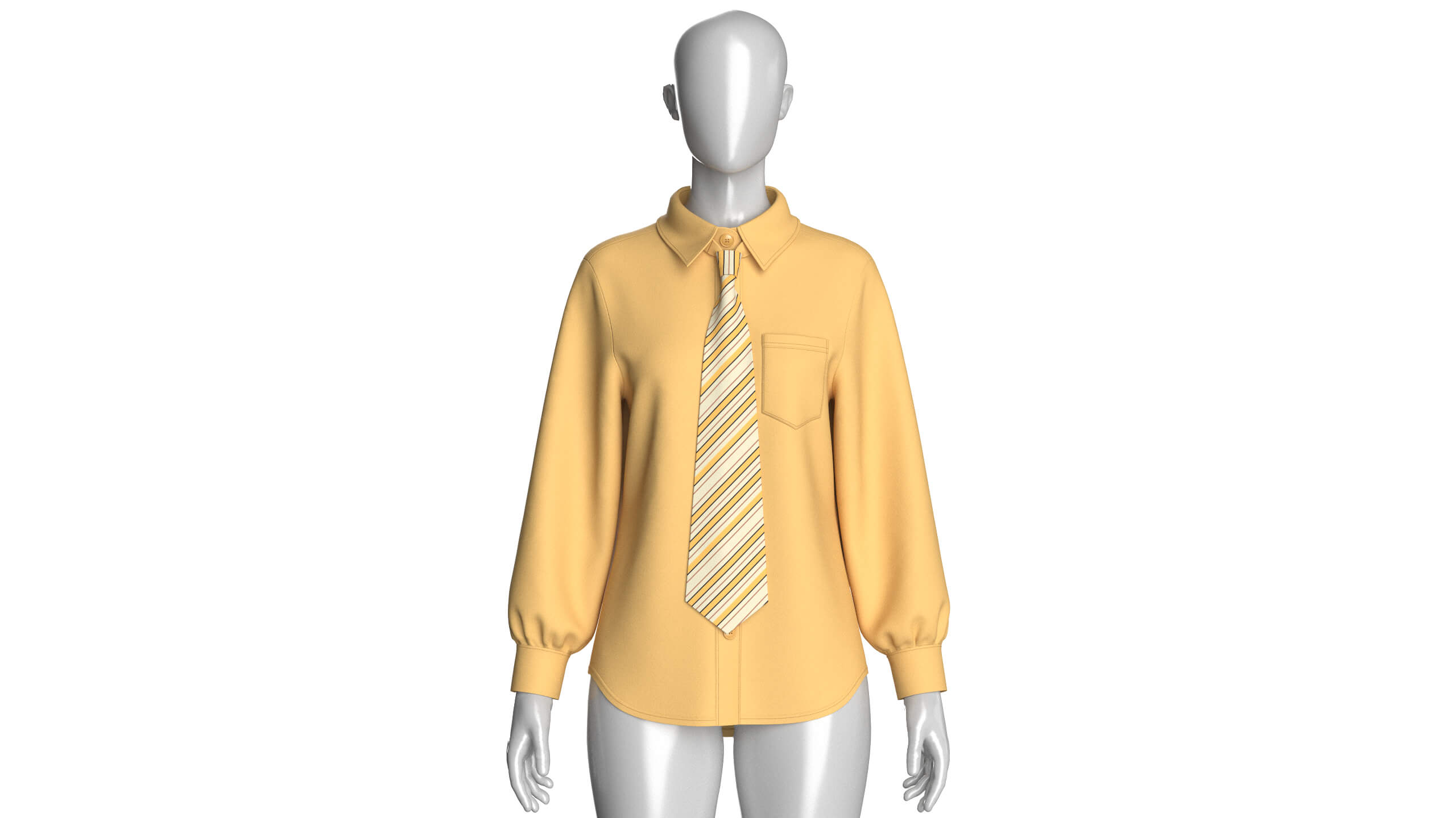 Girls Yellow Tie Shirt 3D Model