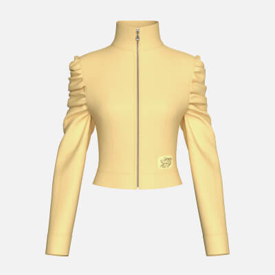 Girls Zip-Up Puff Sleeve Cropped Jacket