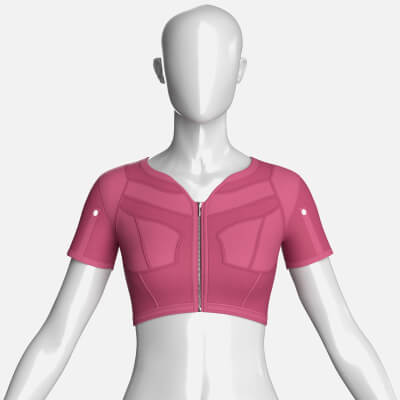 Girls Zipper Crop Top with Short Sleeves