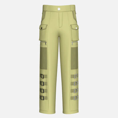 Men Buckle Straps Cargo Pant with Mesh Pocket