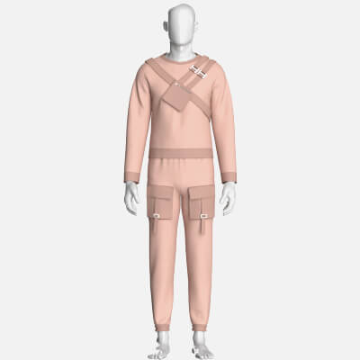 Men Chest Buckle Sweatshirt With Joggers-Outfit