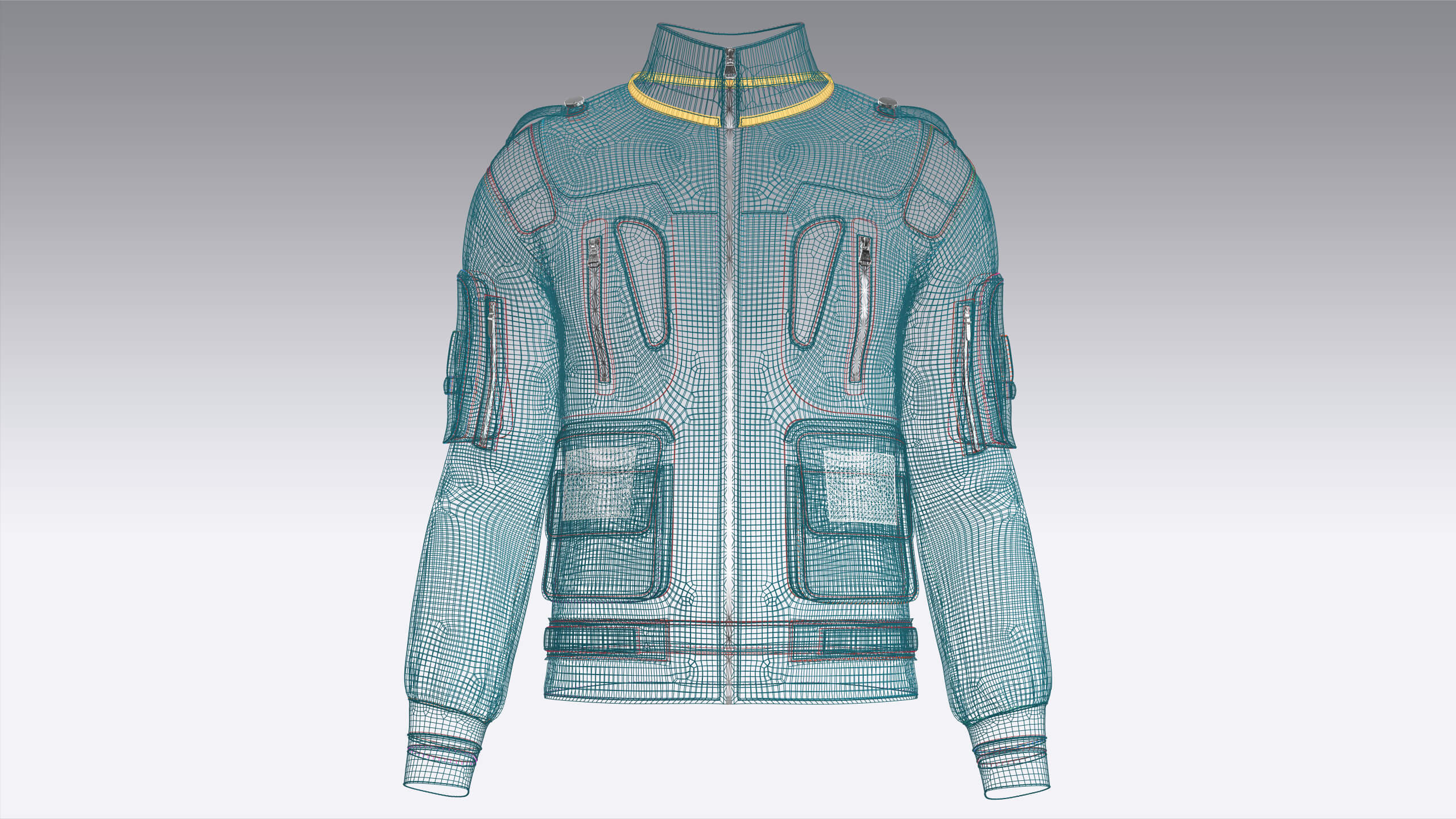 Men Chest Zip Pocket Panel Full Zip Jacket 3D Model