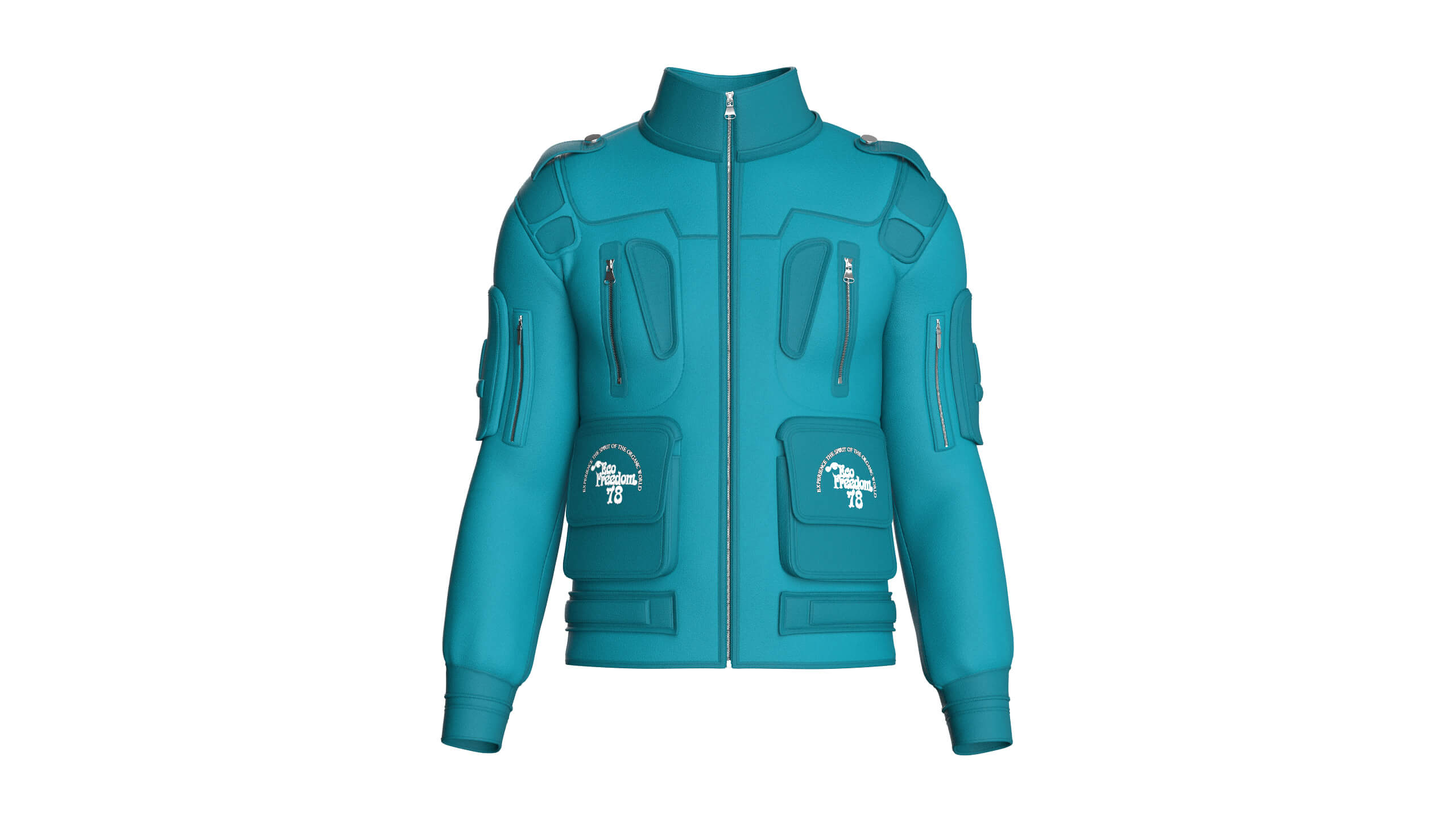 Men Chest Zip Pocket Panel Full Zip Jacket 3D Model