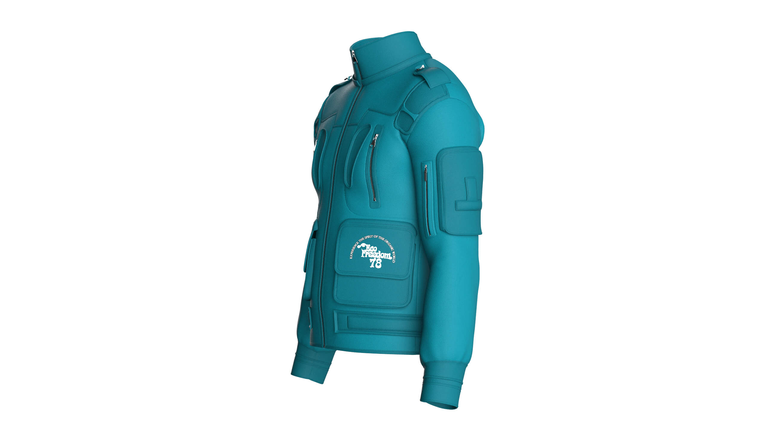 Men Chest Zip Pocket Panel Full Zip Jacket 3D Model