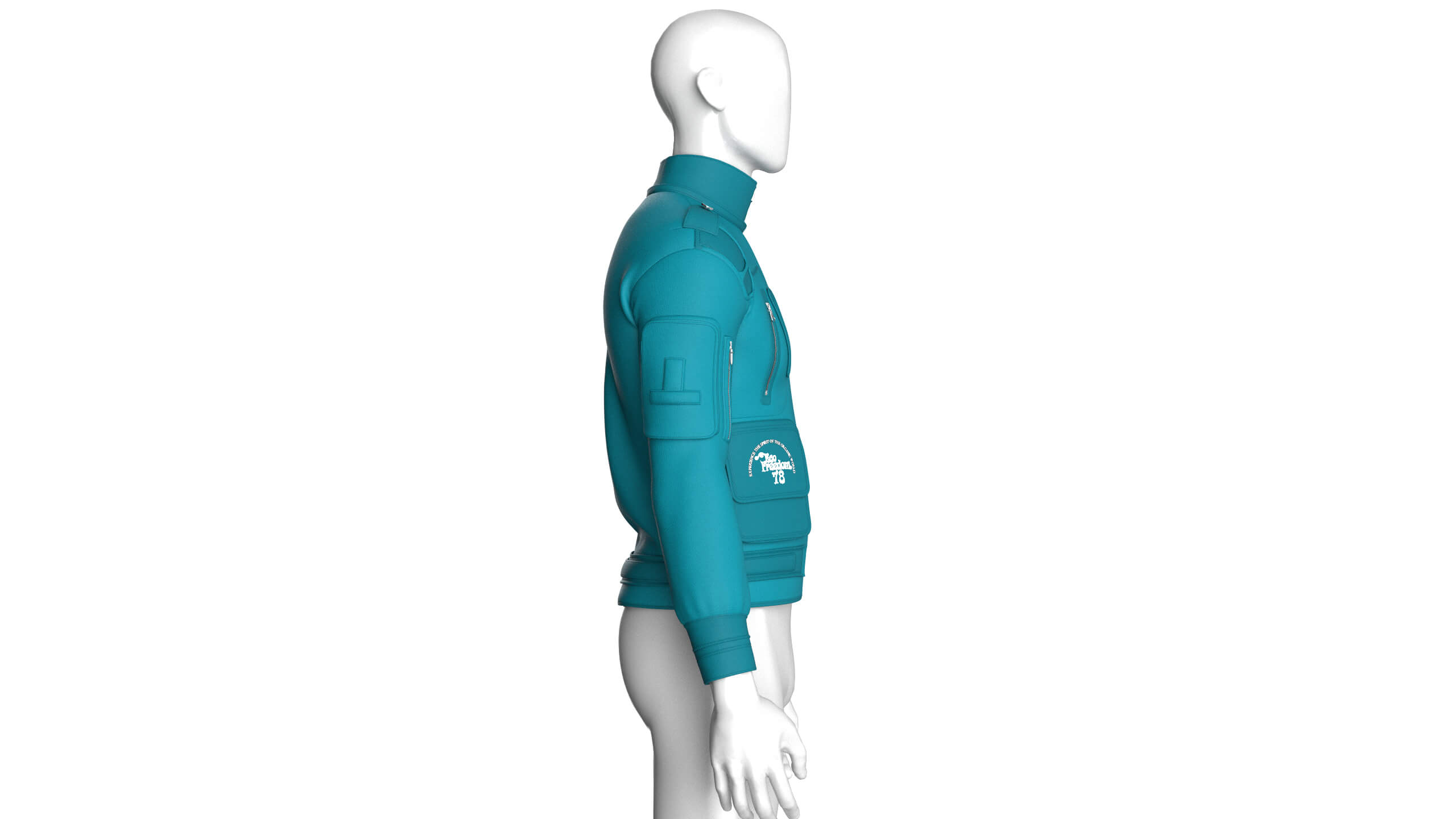 Men Chest Zip Pocket Panel Full Zip Jacket 3D Model