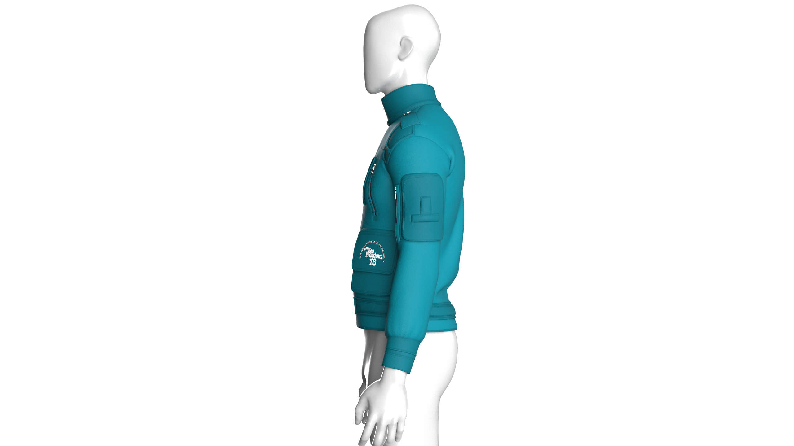 Men Chest Zip Pocket Panel Full Zip Jacket 3D Model