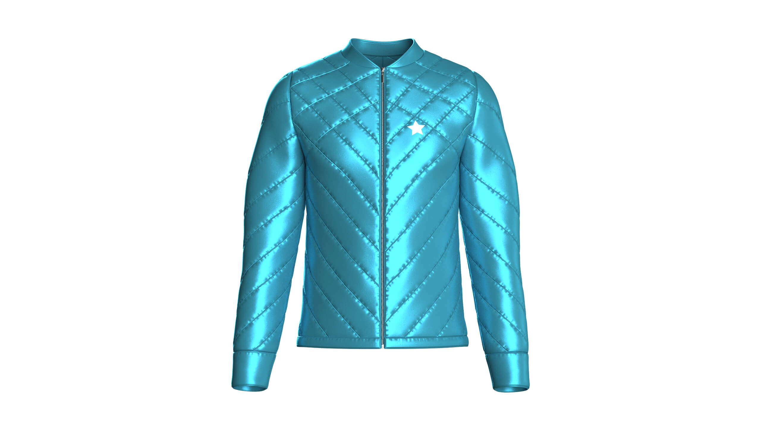 Men Chevron-Quilted Puffer Bomber Jacket 3D Model